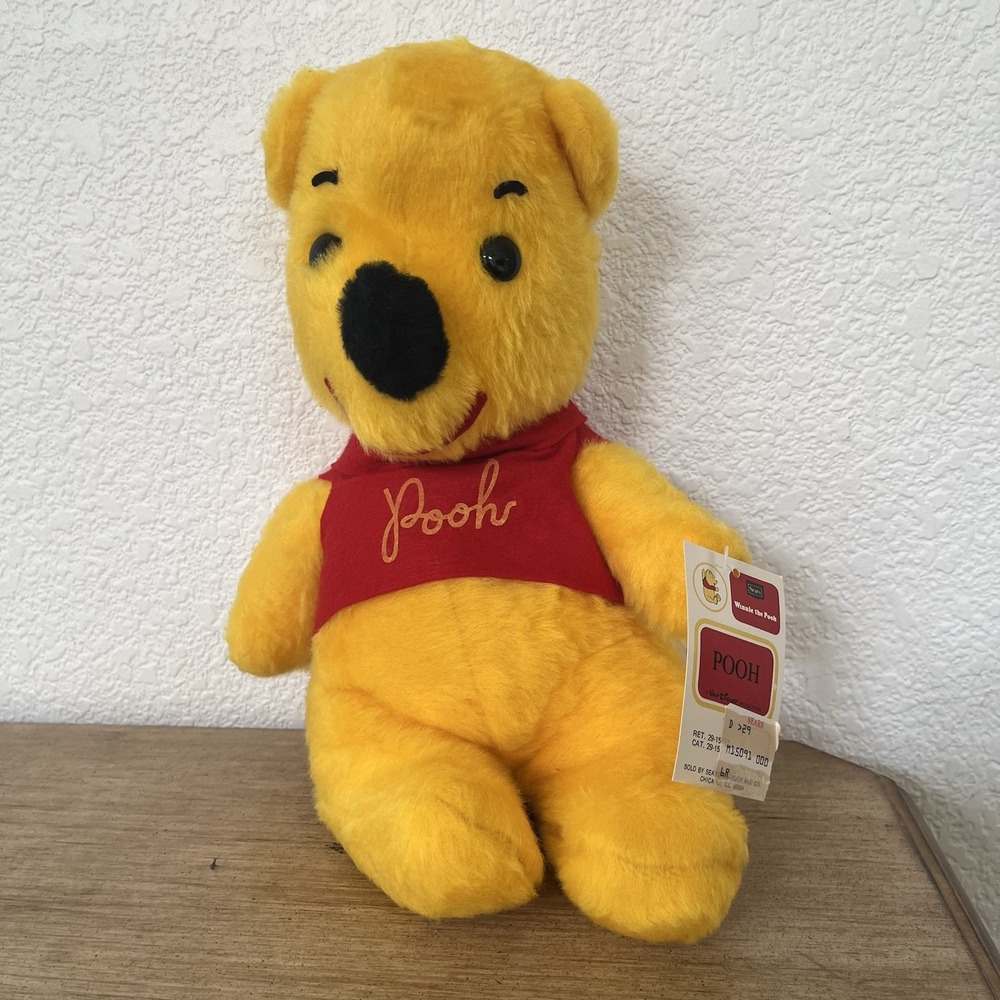 Vintage Sears 70s GUND, Disney Company Winnie The Pooh Red Sweater Plush NWT